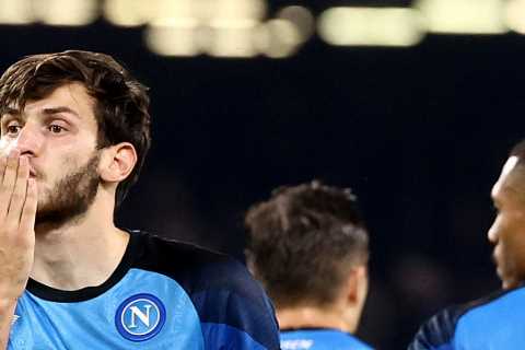 Man City want bargain transfer for Napoli winger Khvicha Kvaratskhelia after he destroyed Liverpool ..