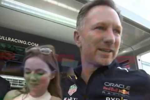 Christian Horner breaks down in tears as he hugs Spice Girls star wife Geri Halliwell after Red..