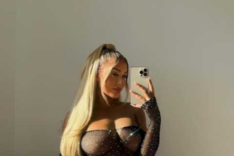 Love Island’s Eve Gale leaves nothing to the imagination in see-through mesh body stocking and a..
