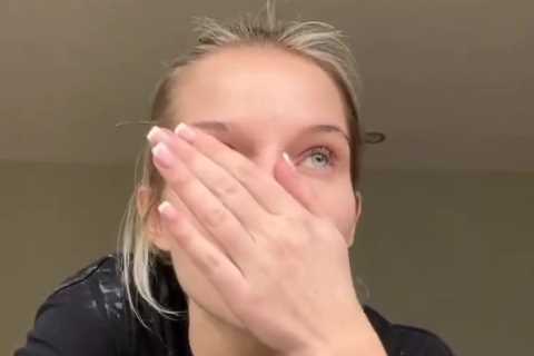 Make-up free Helen Flanagan flashes her ring-free hand after Halloween night out