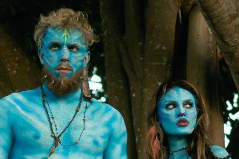 Jake Paul and stunning girlfriend Julia Rose strip down naked and dress as Avatar characters in..