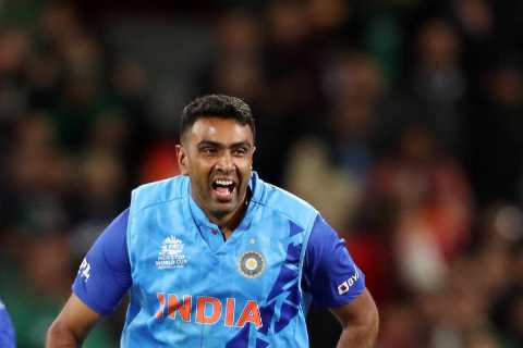 Bizarre moment cricket star Ravi Ashwin sniffs clothing during India’s T20 World Cup win over..