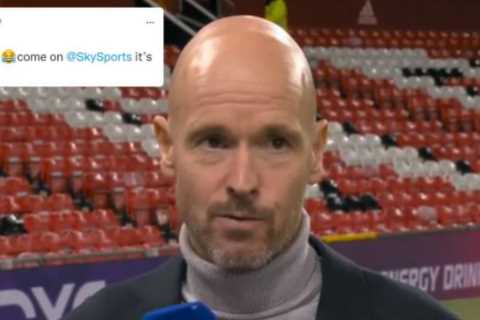 Sky Sports spell Erik ten Hag’s name wrong during coverage of Man Utd’s win over Aston Villa..