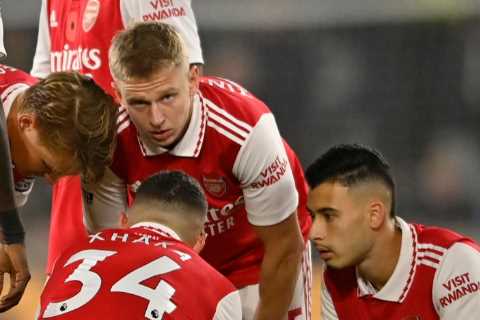 Arsenal in huge blow as Granit Xhaka is forced off with sickness after just 15 minutes during..
