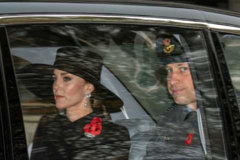 Prince William &amp; Kate Middleton arrive at Remembrance Sunday service with King Charles to lead..