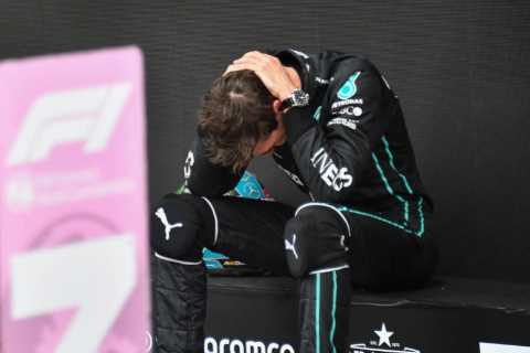 George Russell breaks down in tears as Mercedes driver wins first ever F1 race at Sao Paulo GP..
