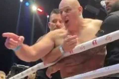 Watch John Fury rip off top and challenge Jake Paul in amazing ringside footage before being..