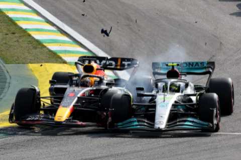 Lewis Hamilton slams bitter F1 rival Max Verstappen after pair crash into each other again at Sao..