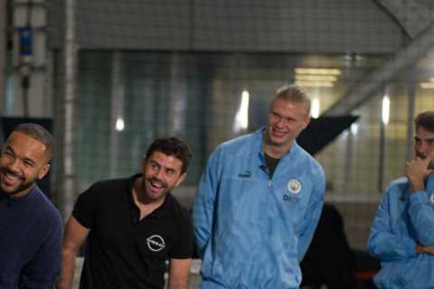 Watch Man City stars Erling Haaland, John Stones and Stefan Ortega test reactions against Formula E ..
