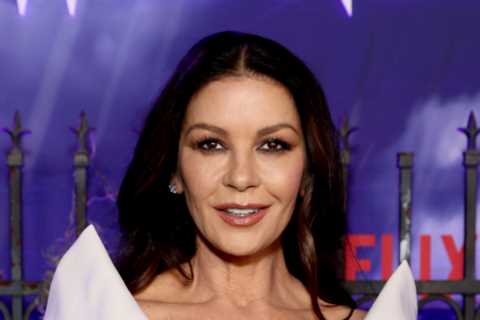 Catherine Zeta-Jones stuns in white gown at premiere of Netflix’s Wednesday