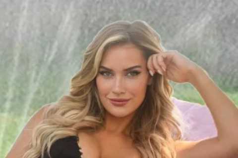 Golf beauty Paige Spiranac poses in lingerie as she releases raunchy ‘naughty place’ towel sending..