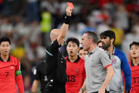 Premier League ref Anthony Taylor SENDS OFF South Korea manager after full-time as World Cup..