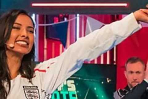 Love Island’s Maya Jama looks incredible in ab-flashing England top and skintight leggings for..