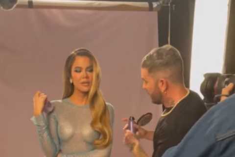 Khloe Kardashian goes braless and flashes her nipples in see-through dress as star appears in..