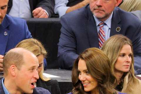 Beaming Prince William and Princess Kate clap and pose for selfies at NBA game in Boston on royal..