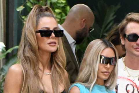 Khloe Kardashian’s waist vanishes in her baggy jeans &amp; racy push-up top during single sisters’..