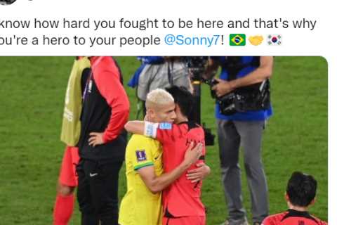 Tottenham fans love Richarlison’s emotional message to Son after knocking South Korea star out of..