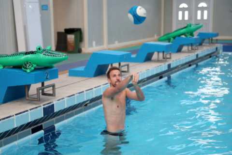 England keeping themselves busy by playing with £11 inflatable CROCODILES in pool at World Cup..