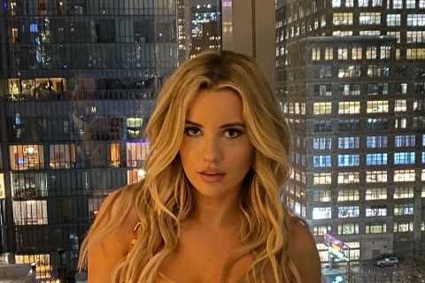 Stunning golf influencer Lauren Pacheco sets pulses racing by going braless in leather corset in..
