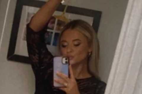 Emily Atack flashes her underwear in sheer black lace dress before boozy night out