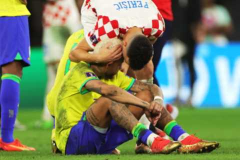 Watch touching moment Ivan Perisic’s son runs over to console Neymar after Brazil’s World Cup..