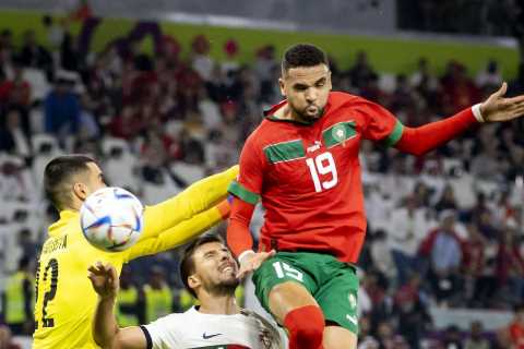 Youssef En-Nesyri jumped 9ft 1inch for Morocco’s World Cup winner vs Portugal.. higher than Ronaldo ..