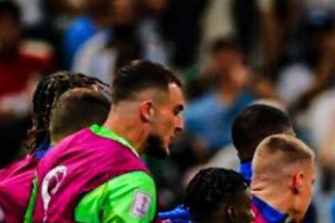 Shocking moment PEN appears to be thrown from bench at Argentina’s Nahuel Molina in furious..