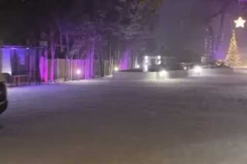 Rylan Clark shows off huge driveway in the snow with impressive Christmas decorations at £1.2m..