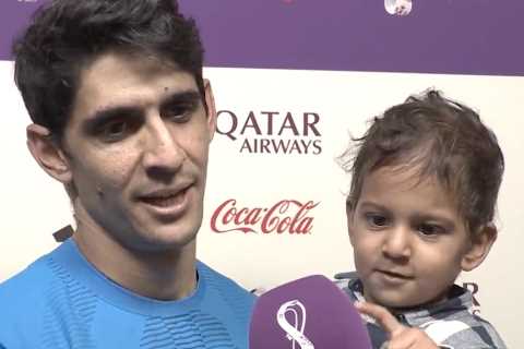 Watch adorable moment Morocco goalkeeper Yassine Bounou’s son mistakes mic for an ice cream in..