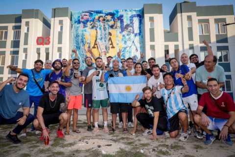 We have no money and no way of getting home to Argentina but seeing our hero Messi lift World Cup..