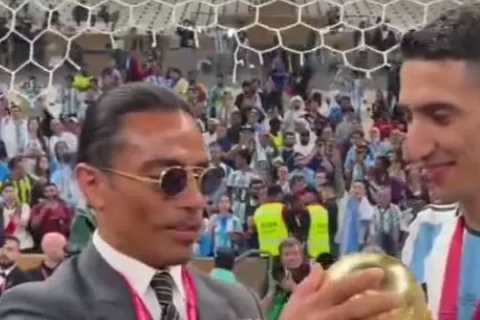 Moment Salt Bae SNATCHES World Cup trophy to shamelessly perform trademark ‘sprinkle’ as fury over..