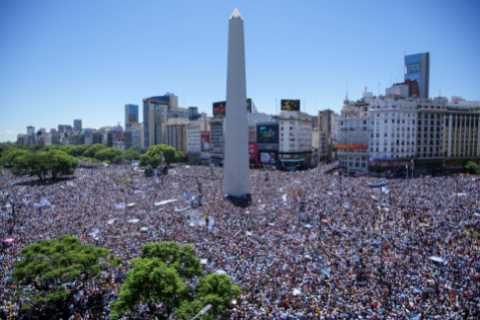 Argentina World Cup winners are given heroes’ welcome as thousands line Buenos Aires streets during ..