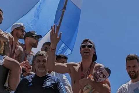 Argentina hero Emiliano Martinez taunts Kylian Mbappe by holding baby doll with his face on after..