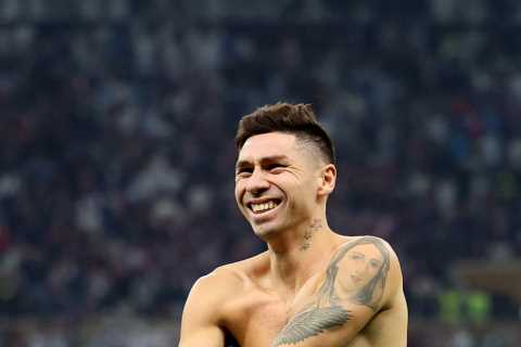 Fans joke Argentina star Gonzalo Montiel has tattoo of Sonia from EastEnders after scoring winning..