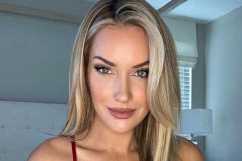 Paige Spiranac leaves little to the imagination as she poses in busty sexy Santa outfit sending her ..