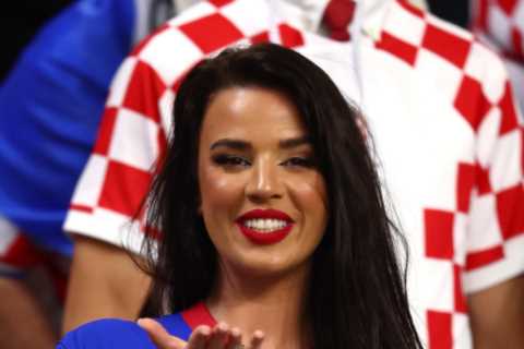 World Cup’s ‘hottest fan’ Ivana Knoll stuns as ex-Miss Croatia nearly bursts out of her dress in..