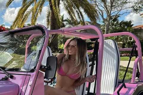 Paulina Gretzky gives off Barbie vibes as Dustin Johnson’s wife wows in pink bikini after glam New..