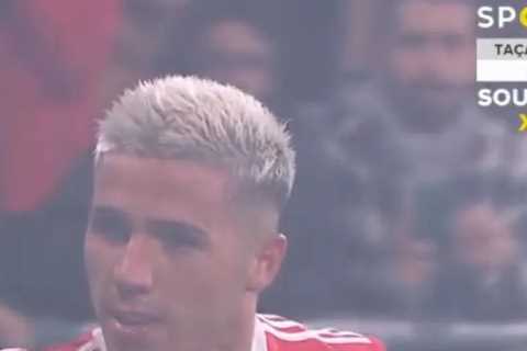 Enzo Fernandez appears to end Chelsea transfer speculation with passionate celebration after..