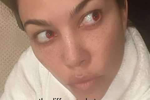 Kourtney Kardashian goes pantless in extremely short cotton robe for new photo after ‘relaxing’ day ..