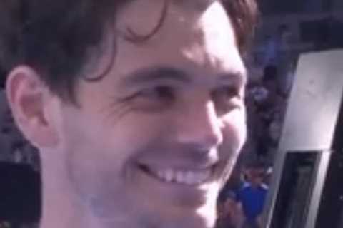 Morgan Riddle looks unimpressed as Taylor Fritz reveals their plans for the night after his..
