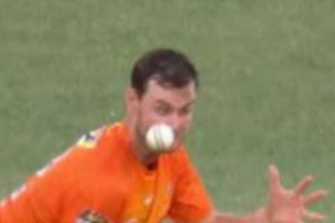 Watch horror moment Aussie cricketer Matt Kelly is floored after being smashed in face by ball and..