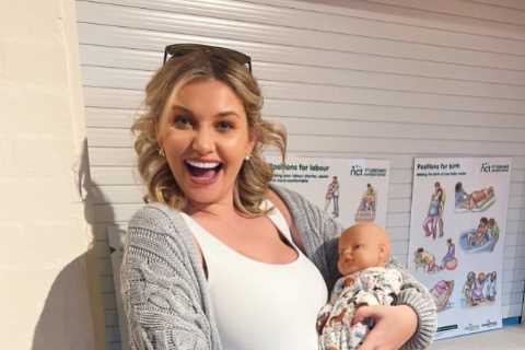 Love Island’s Amy Hart keeps fans guessing by posing with ‘baby’ as she prepares to welcome first..