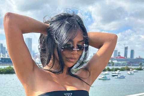 Floyd Mayweather’s ex-girlfriend Gallienne Nabila looks sensational in tiny black bikini and crop..