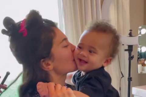Kylie Jenner stuns in thong bikini for unedited video with son Aire and shares new pics of baby’s..