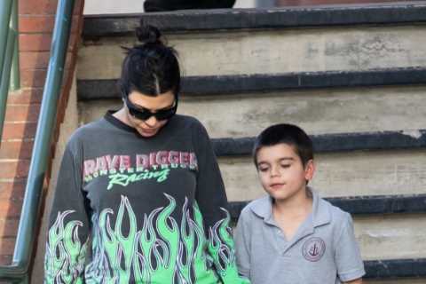 Kourtney Kardashian grabs Reign’s hand as she takes feisty son, 8, and daughter Penelope, 10, to..