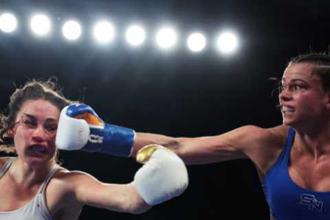 Aussie boxing star Skye Nicolson beats Tania Alvarez in New York to continue path to world title..