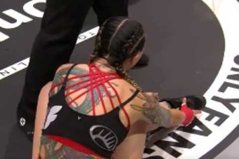 OnlyFans star Charisa Sigala suffers horrific leg break during bare knuckle bout with her foot..