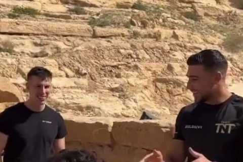 Tommy Fury hilariously trolls Jake Paul as kid throws punches with him in Saudi Arabia ahead of..