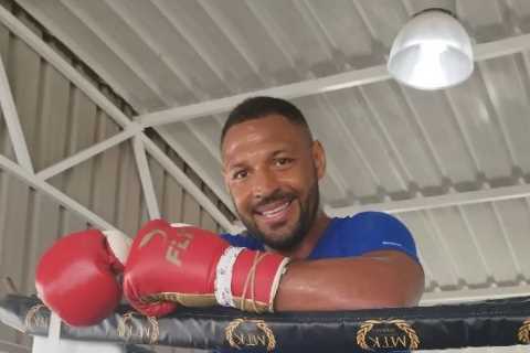 Kell Brook smiles as he’s seen in the ring for the first time since being filmed snorting line of..