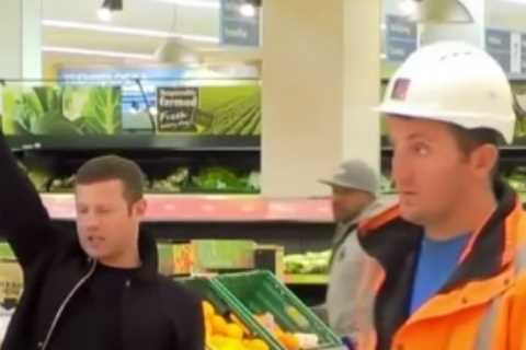 Dermot O’Leary trashes a busy supermarket in sneak peek at hilarious Saturday Night Takeaway prank..